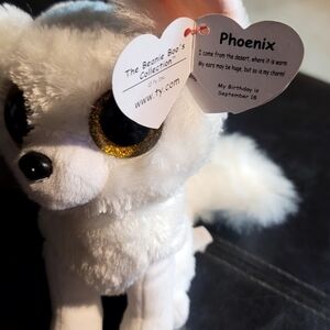 Ty Beanie Boo's Phoenix White and Black Plush Dog